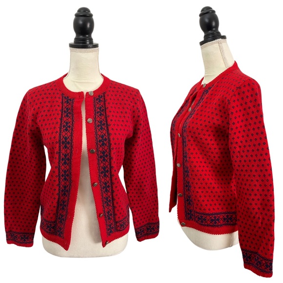 Pendleton Sweaters - VTG Pendleton 100% Wool Made in the USA Fair Isle Nordic Cardigan Sweater Small